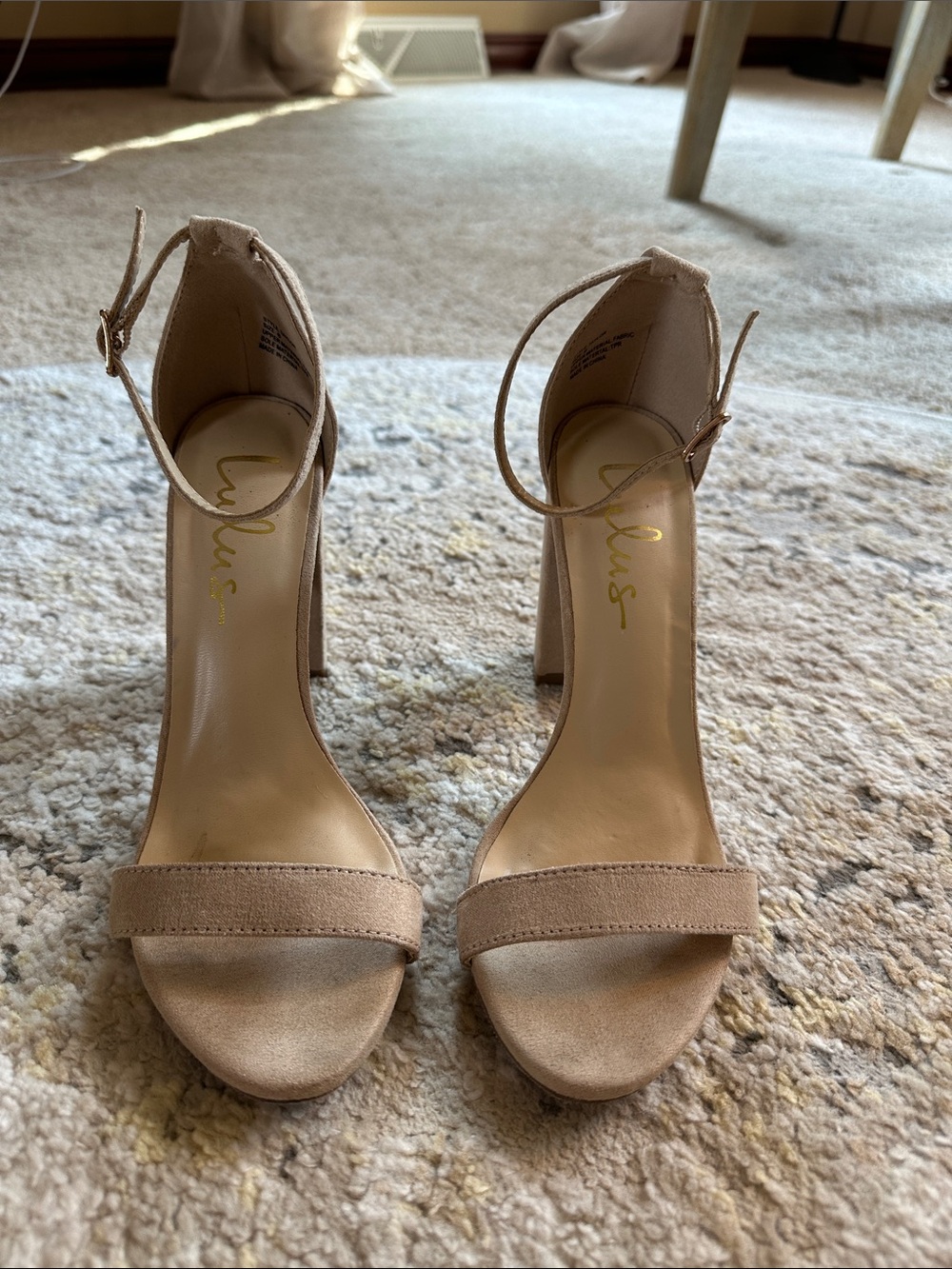 Lulu's Nude-Taupe Ankle-Strap 3.5” Block Heels